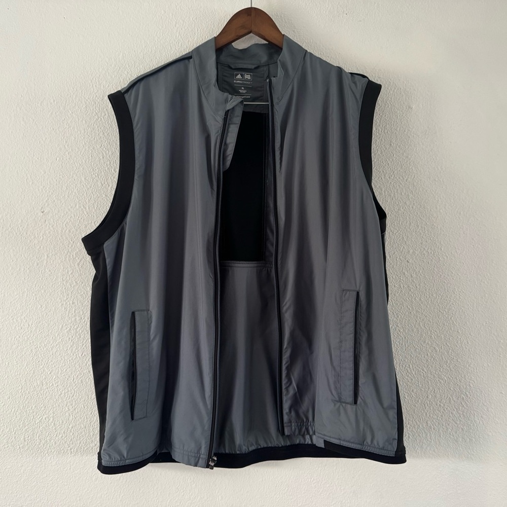 Adidas Gray Black Full Zip Climaproof Golf Windbreaker Vest XL Athletic Gorpcore - Picture 4 of 13